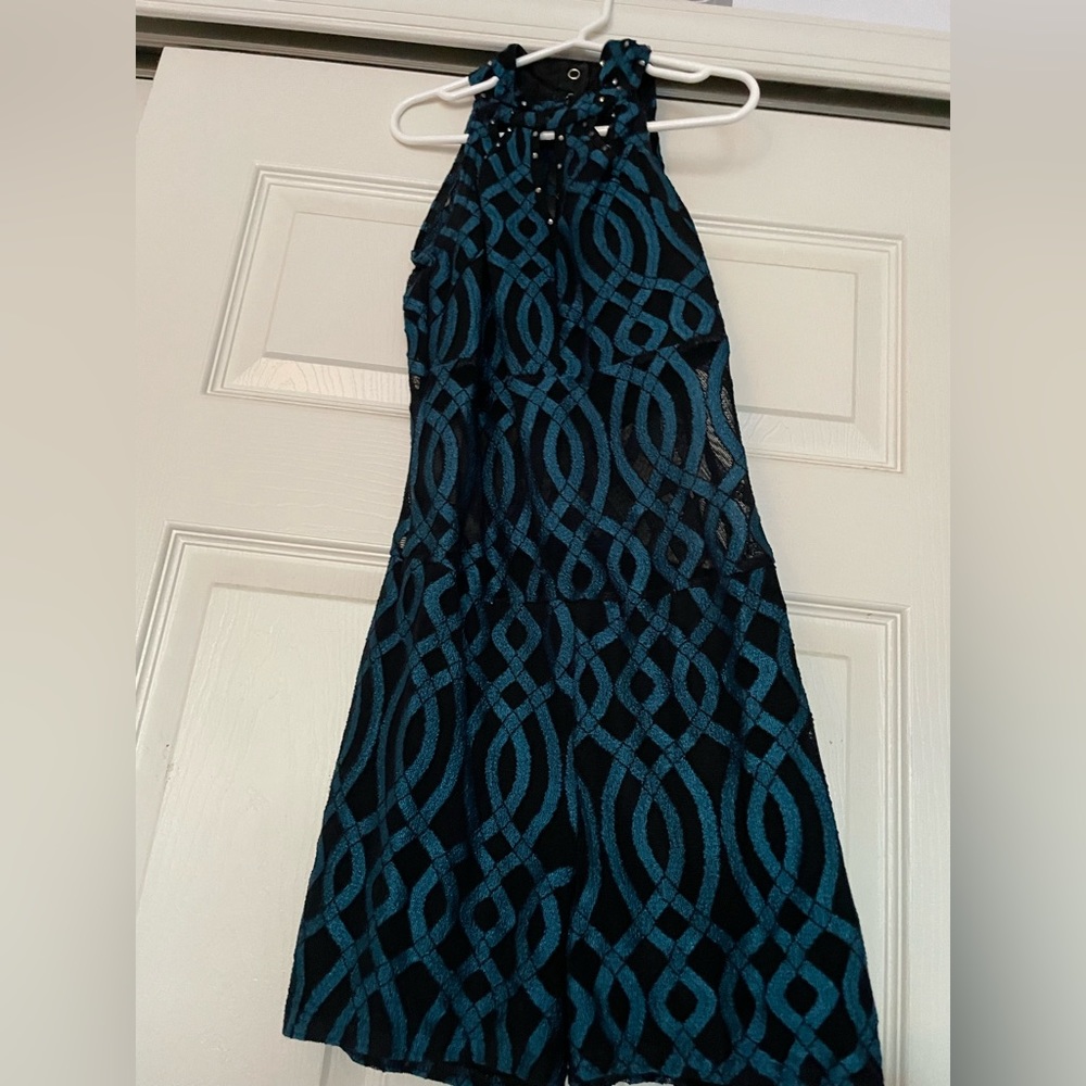 Black/aqua jazz dance costume